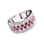 18CT WHTIE GOLD RUBY AND DIAMOND RING