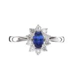 18CT WHITE GOLD SAPPHIRE AND DIAMOND RING