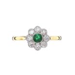 18CT GOLD EMERALD AND DIAMOND RING