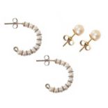 TWO PAIRS OF CULTURED PEARL EARRINGS