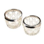 PAIR OF STERLING SILVER BANDED SALTS