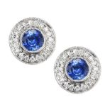 18CT WHITE GOLD SAPPHIRE AND DIAMOND EARRINGS