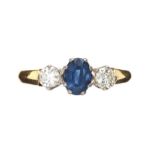 18CT GOLD SAPPHIRE AND DIAMOND RING