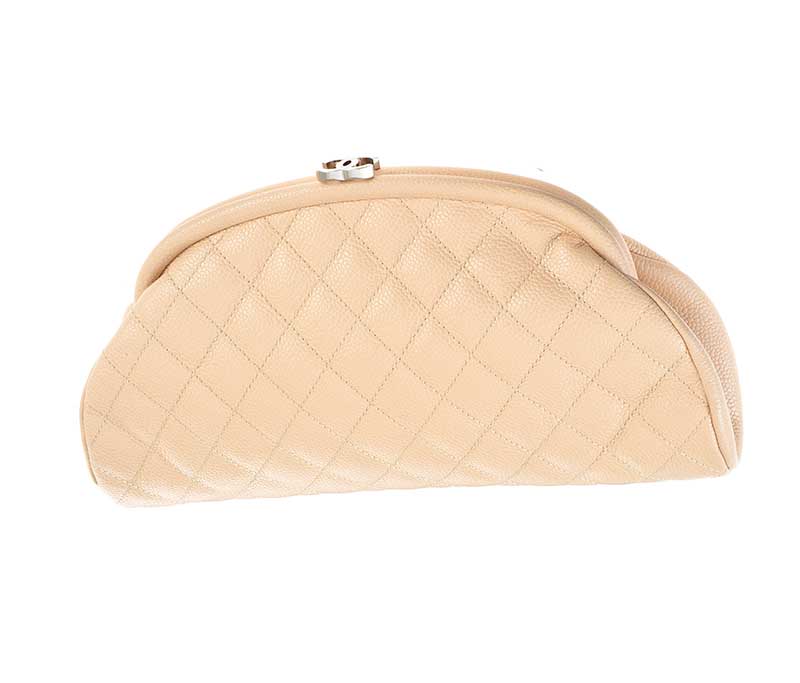 CHANEL 'MADEMOISELLE' CREAM LEATHER CLUTCH BAG - Image 3 of 5