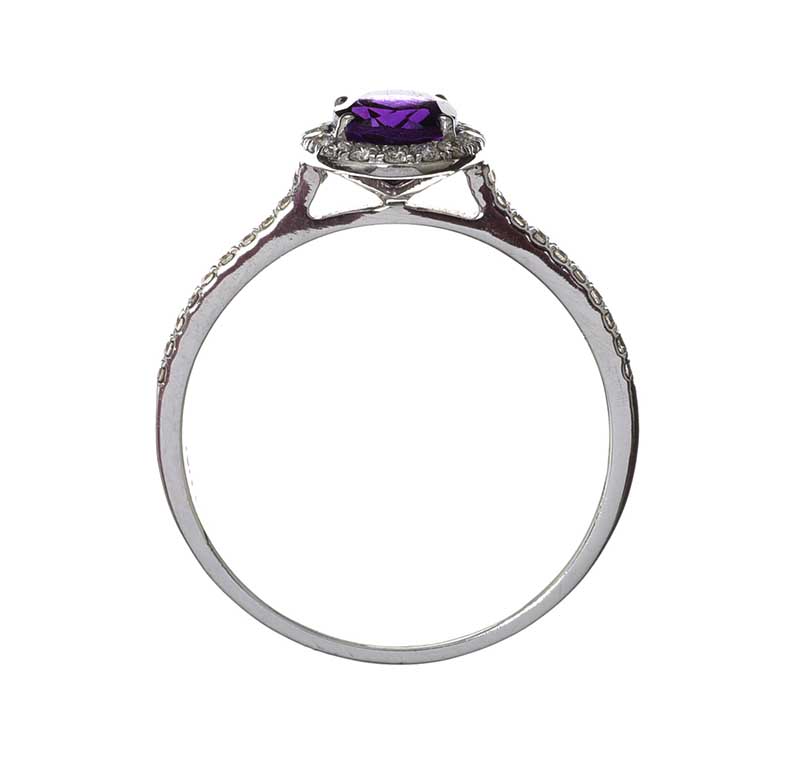 18CT WHITE GOLD AMETHYST AND DIAMOND RING - Image 3 of 3