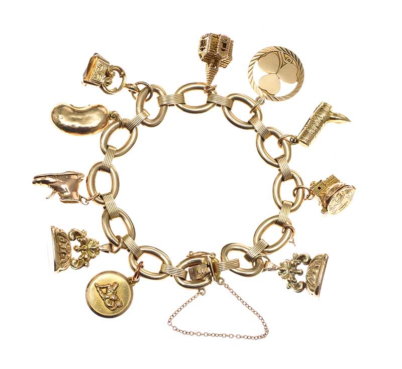 9CT GOLD CHARM BRACELET