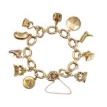 9CT GOLD CHARM BRACELET