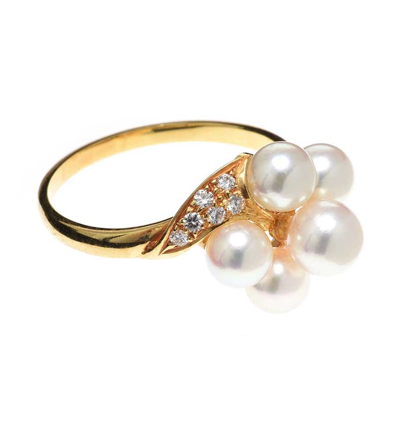 MIKIMOTO 18CT GOLD PEARL AND DIAMOND RING - Image 2 of 3