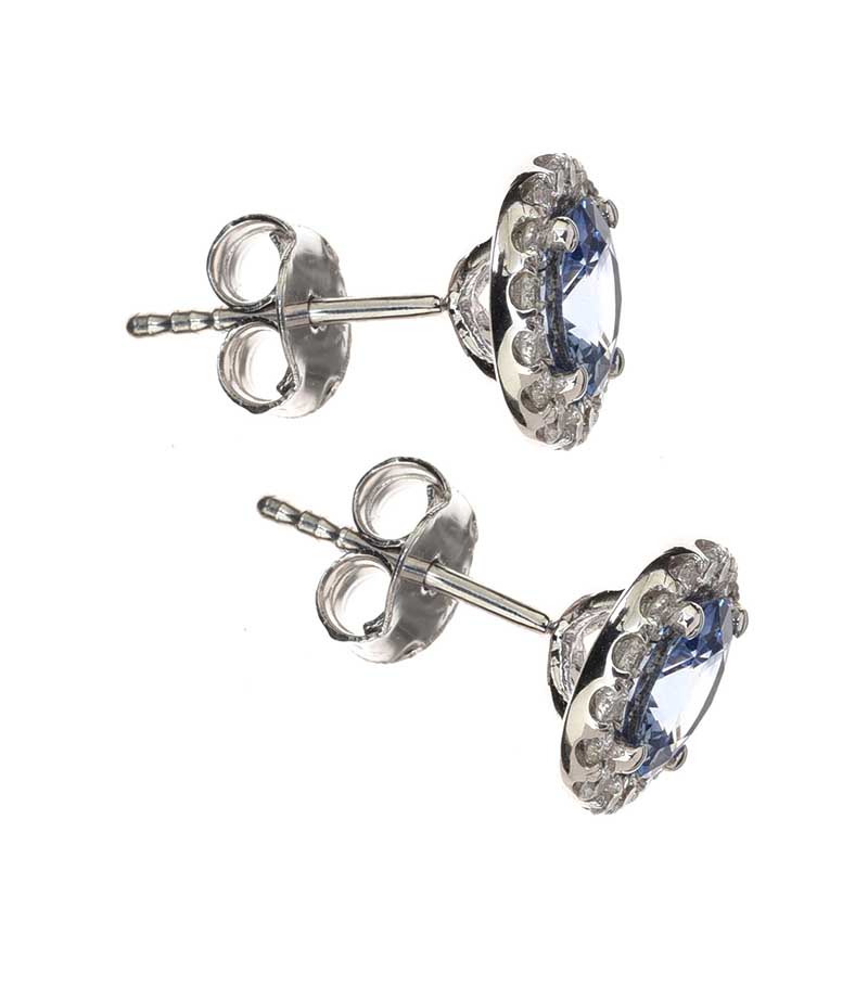 18CT WHITE GOLD SAPPHIRE AND DIAMOND EARRINGS - Image 3 of 3