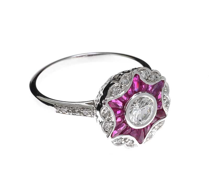 PLATINUM RUBY AND DIAMOND CALIBRE RING - Image 2 of 3