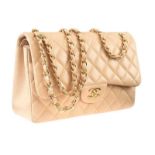 CHANEL JUMBO CREAM LAMBSKIN HANDBAG