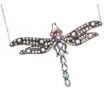 18CT GOLD AND SIVER-SET MULTI-GEM DRAGONFLY NECKLACE