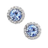 18CT WHITE GOLD SAPPHIRE AND DIAMOND EARRINGS