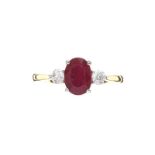 18CT GOLD RUBY AND DIAMOND RING