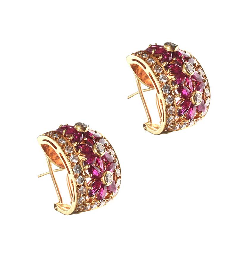 18CT GOLD RUBY AND DIAMOND EARRINGS - Image 2 of 3