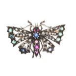 SILVER-SET MULTI-GEM BUTTERFLY BROOCH