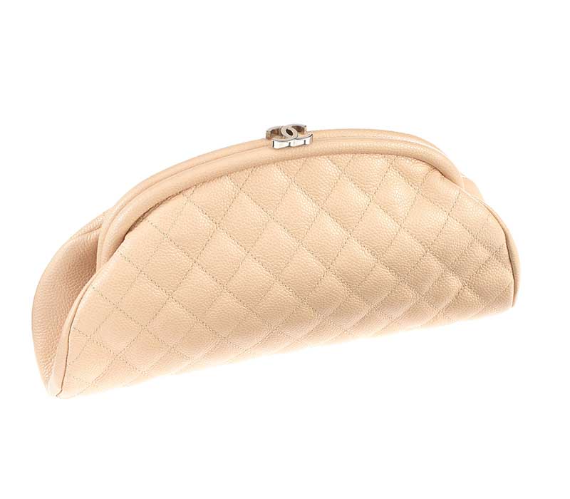 CHANEL 'MADEMOISELLE' CREAM LEATHER CLUTCH BAG