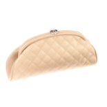 CHANEL 'MADEMOISELLE' CREAM LEATHER CLUTCH BAG