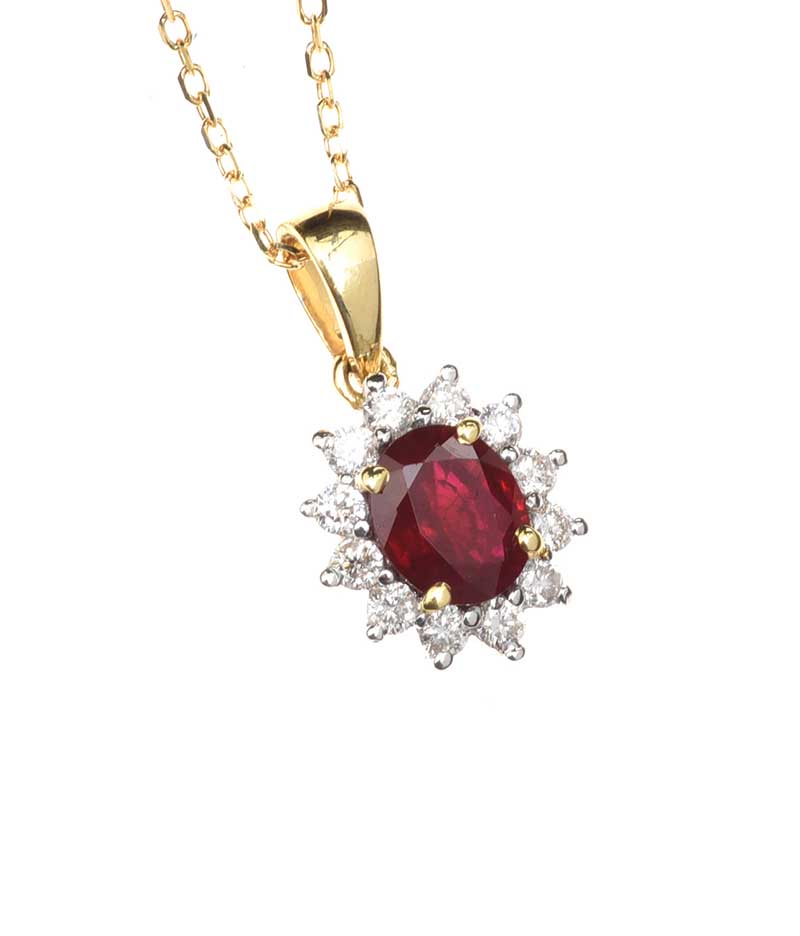 18CT GOLD RUBY AND DIAMOND NECKLACE