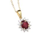 18CT GOLD RUBY AND DIAMOND NECKLACE