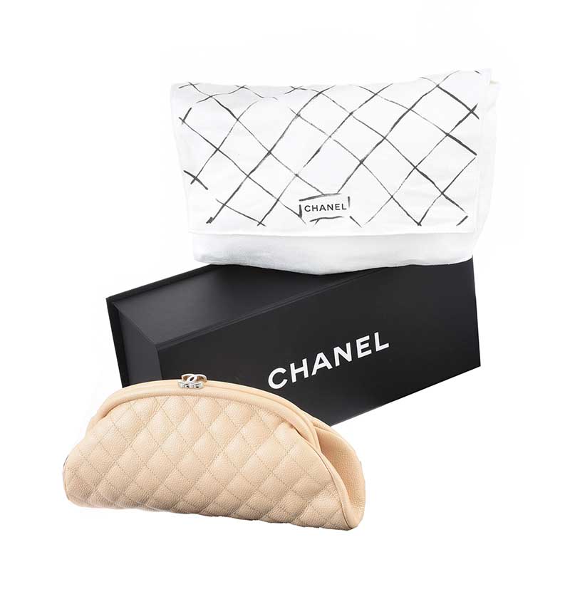 CHANEL 'MADEMOISELLE' CREAM LEATHER CLUTCH BAG - Image 5 of 5