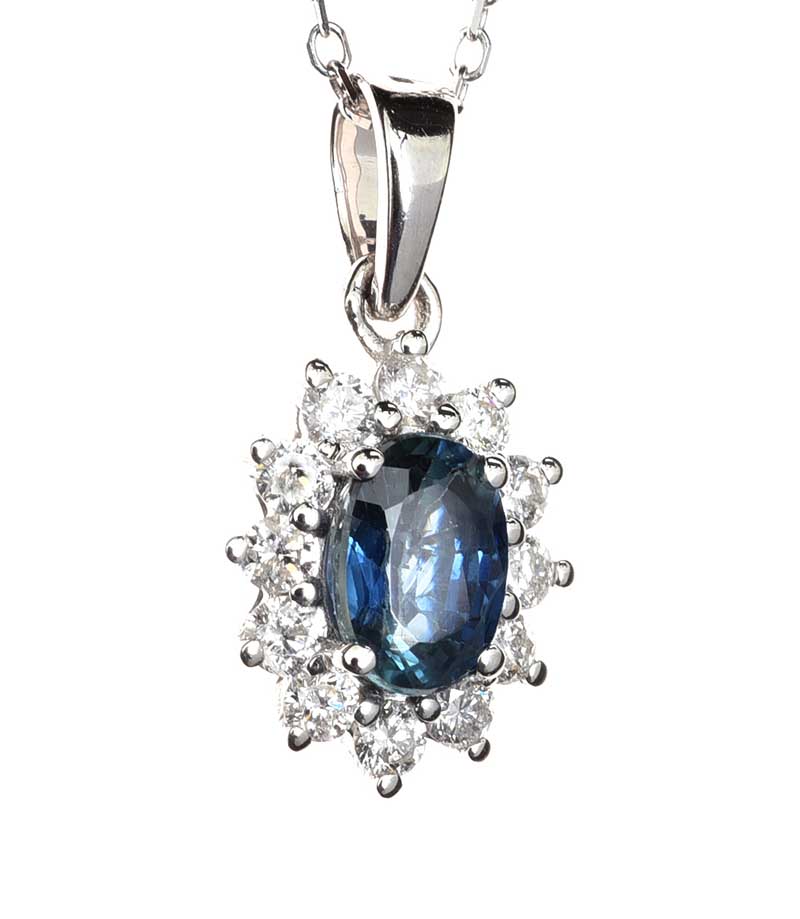 18CT WHITE GOLD SAPPHIRE AND DIAMOND NECKLACE - Image 2 of 2