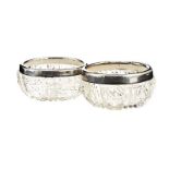 PAIR OF STERLING SILVER BANDED SALTS