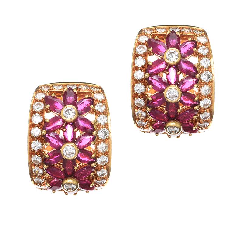 18CT GOLD RUBY AND DIAMOND EARRINGS