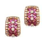 18CT GOLD RUBY AND DIAMOND EARRINGS