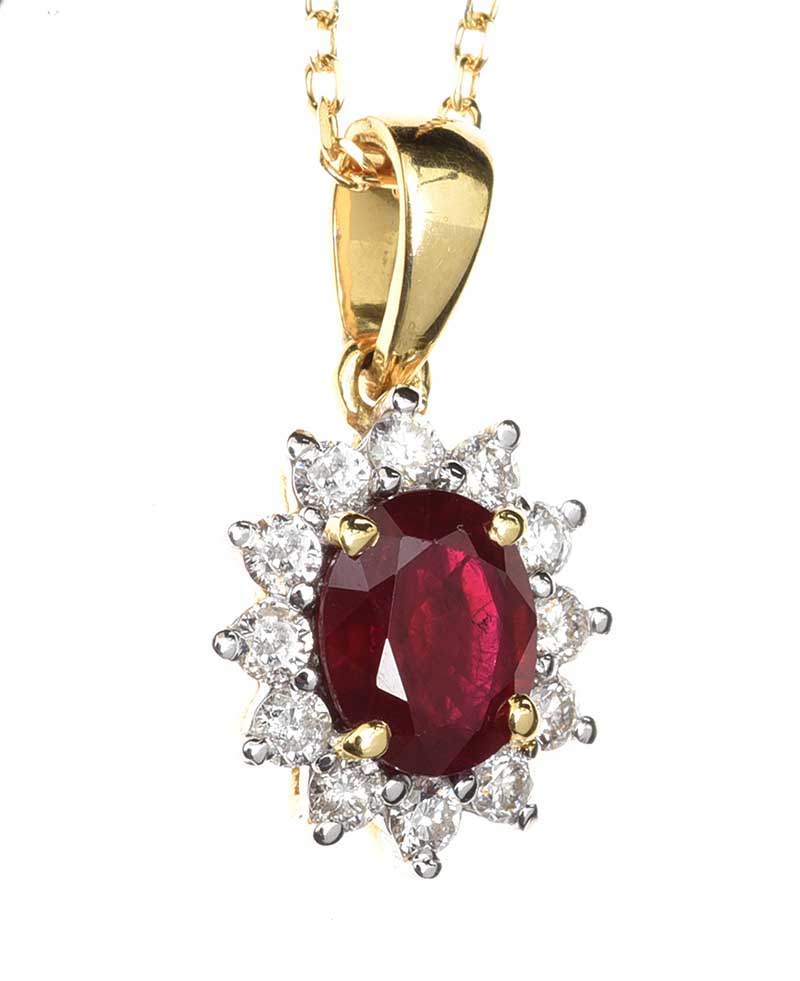 18CT GOLD RUBY AND DIAMOND NECKLACE - Image 2 of 2