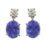 18CT WHTIE GOLD TANZANITE AND DIAMOND EARRINGS