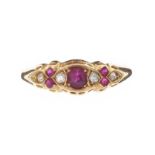 ANTIQUE 18CT GOLD RUBY AND DIAMOND RING