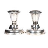 PAIR OF SILVER DWARF CANDLESTICKS