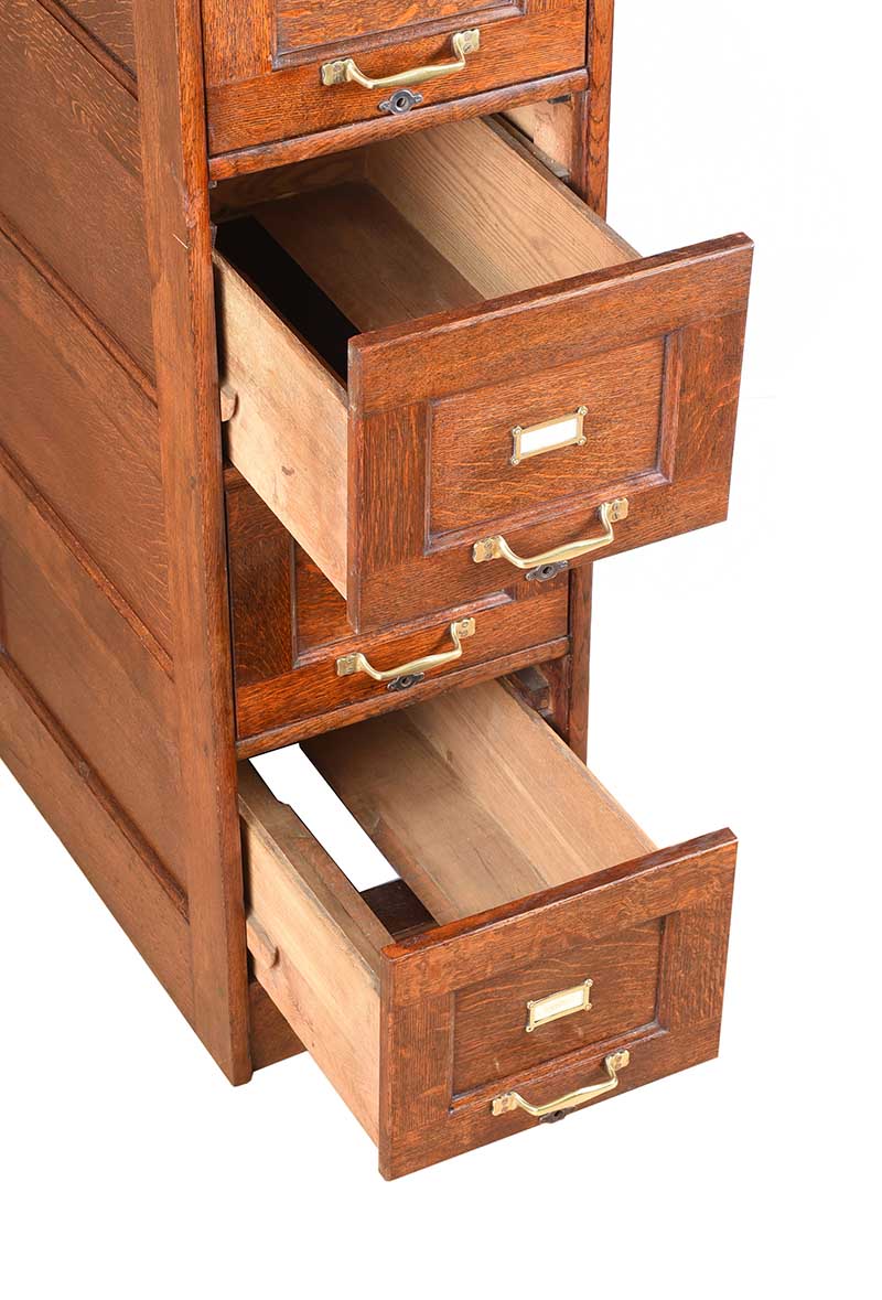 ANTIQUE OAK FILING CABINET - Image 3 of 5