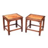 PAIR OF MAHOGANY LEATHER TOP LAMP TABLES