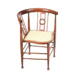 EDWARDIAN INLAID MAHOGANY CORNER CHAIR