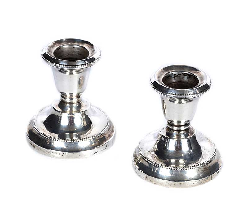 PAIR OF SILVER DWARF CANDLESTICKS - Image 2 of 3