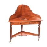 VICTORIAN MAHOGANY GALLERY BACK CORNER WASHSTAND