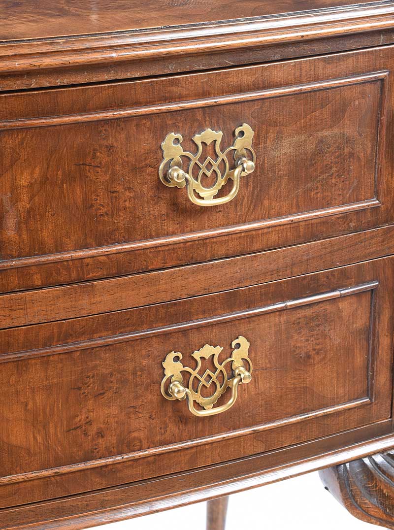 BURR WALNUT CABRIOLE LEG CHEST OF DRAWERS - Image 2 of 6