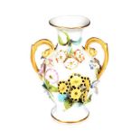 NINETEENTH CENTURY ENGLISH PORCELAIN TWO HANDLED VASE