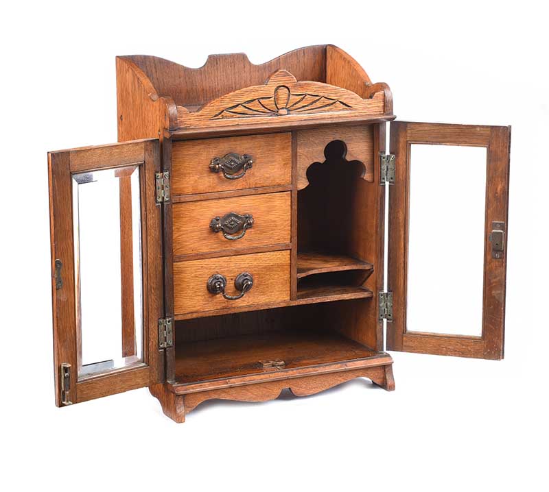 ANTIQUE OAK SMOKER'S CABINET - Image 2 of 5