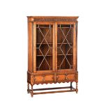 ANTIQUE OAK TWO DOOR BOOKCASE