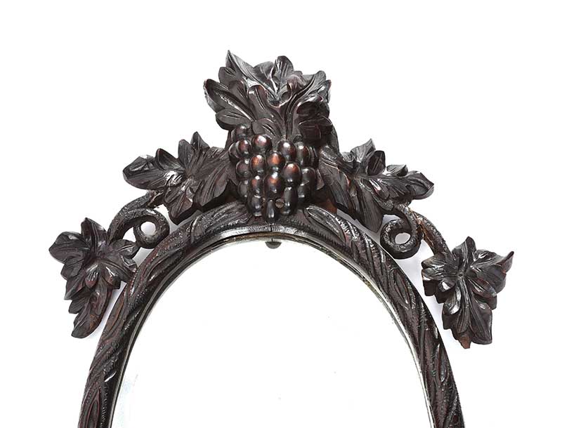 PAIR OF VICTORIAN BLACK FOREST OVAL MIRRORS - Image 2 of 5