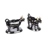 PAIR OF VICTORIAN STAFFORDSHIRE COW CREAMERS