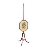 REGENCY INLAID MAHOGANY TAPESTRY POLESCREEN