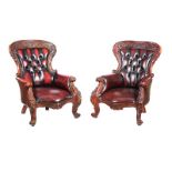 PAIR OF LEATHER ARMCHAIRS
