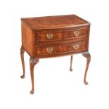 BURR WALNUT CABRIOLE LEG CHEST OF DRAWERS