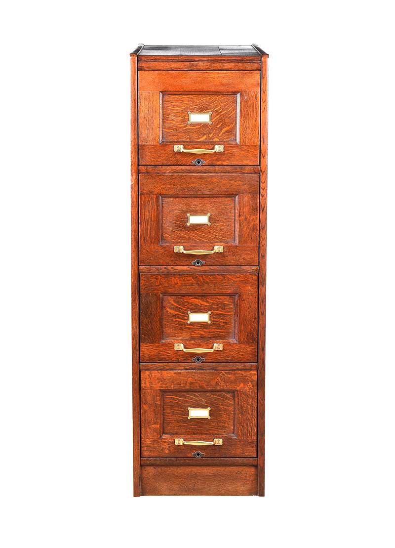 ANTIQUE OAK FILING CABINET - Image 4 of 5