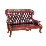 DEEP BUTTONED LEATHER SETTEE