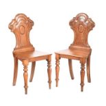 PAIR OF VICTORIAN OAK HALL CHAIRS